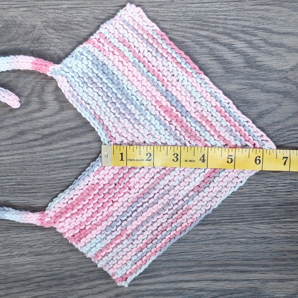 Handknit Bandana Style Bib - Picture 5 of 6